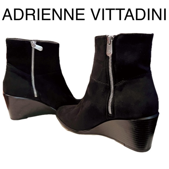 New ADRIENNE VITTADINI Women’s Black Almond Toe Side Zip Wedge Bootie Size 7M - Picture 4 of 10